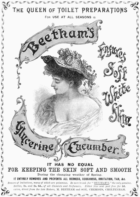 Beetham'S Ad, 1895. /Nenglish Newspaper Advertisement For Beetham'S Glycerine Cucumber, 1895. Poster Print by Granger Collection - Item # VARGRC0090772 Beetham'S Ad, 1895. /Nenglish Newspaper Advertisement For Beetham'S Glycerine Cucumber, 1895. Poster Print by Granger Collection - Item # VARGRC0090772