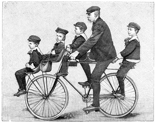 France: Bicycling, 1896. /Na French Family Bicycle Powered By Papa. Line Engraving, French, 1896. Poster Print by Granger Collection - Item # VARGRC0014364