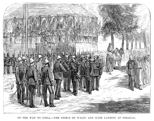 Egypt: Ismailia, 1875. /Nthe Prince Of Wales (Later King Edward Vii) And His Entourage At Ismailia, Egypt, On The Way To India Via The Suez Canal. Wood Engraving, 1875. Poster Print by Granger Collection - Item # VARGRC0267600