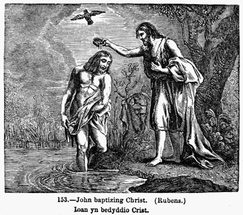 John Baptizing Jesus. /Nwood Engraving, 19Th Century. Poster Print by ...