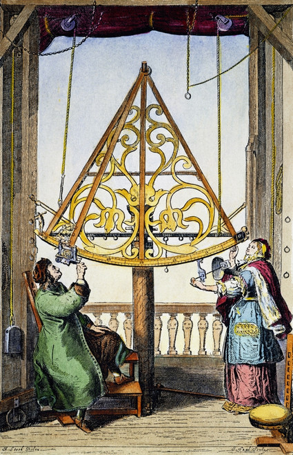 Johannes Hevelius /N(1611-1687). Polish Astronomer. Hevelius And His Wife, Elisabeth, Observing The Heavens. Copper Engraving From Hevelius' 'Machina Coelestis,' 1673. Poster Print by Granger Collection - Item # VARGRC0008600