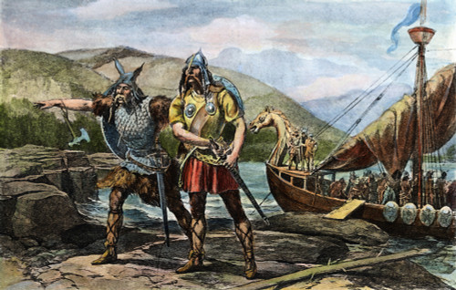Norsemen Landing, C1000. /Nlanding Of The Norsemen In North America, C1000. After A Drawing By John Steeple Davis, 1895. Poster Print by Granger Collection - Item # VARGRC0010964