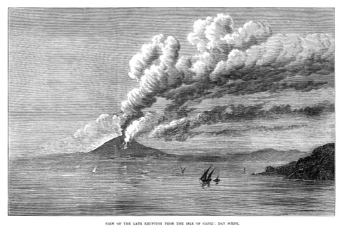 Mount Vesuvius, 1872. /Nthe Eruption Of Mount Vesuvius As Seen From Capri, 1872. Contemporary English Wood Engraving. Poster Print by Granger Collection - Item # VARGRC0268569