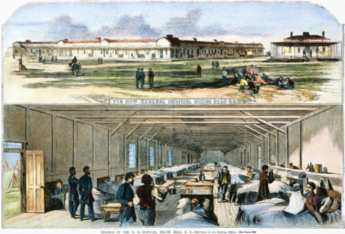 Sc: Union Hospital, 1863. /Nthe U.S. Hospital Built At Hilton Head, South Carolina, For Union Soldiers Wounded In The Civil War: Engraving From An American Newspaper, C1863. Poster Print by Granger Collection - Item # VARGRC0034412