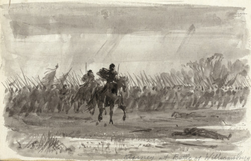 Battle Of Williamsburg. /Ngeneral Phillip Kearny Leads Union Troops During The Battle Of Williamsburg, Virginia, 5 May 1862. Wash Drawing By Albert R. Waud. Poster Print by Granger Collection - Item # VARGRC0167114