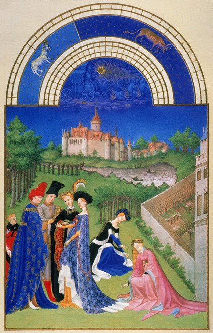 Book Of Hours: April. /Na Betrothed Couple Exchanging Rings In April: Illumination From The 15Th Century Manuscript Of The Tres Riches Heures Of Jean, Duke Of Berry. Poster Print by Granger Collection - Item # VARGRC0011820