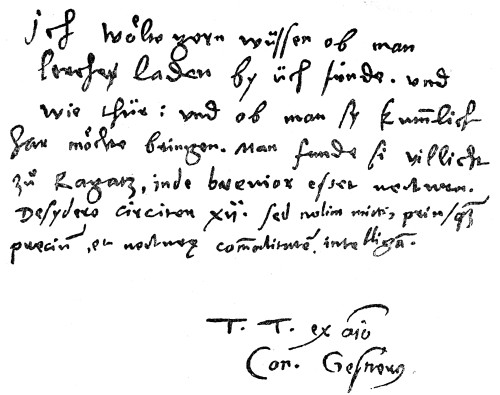 Konrad Von Gesner /N(1516-1565). Swiss Naturalist. Holograph Manuscript And Signature. Poster Print by Granger Collection - Item # VARGRC0069051