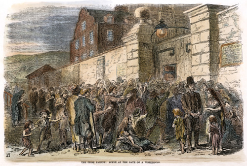 Potato Famine./Nstarving Peasants Beseiging A Workhouse Gate In Ireland In The Aftermath Of The Great Potato Famine Of 1846-47. Contemporary Engraving. Poster Print by Granger Collection - Item # VARGRC0010917