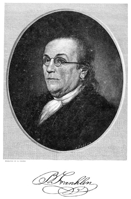 Benjamin Franklin (1706-1790). /Namerican Printer, Publisher, Scientist, Inventor, Statesman And Diplomat. Wood Engraving, After A Painting, 1785, By Charles Willson Peale. Poster Print by Granger Collection - Item # VARGRC0067195