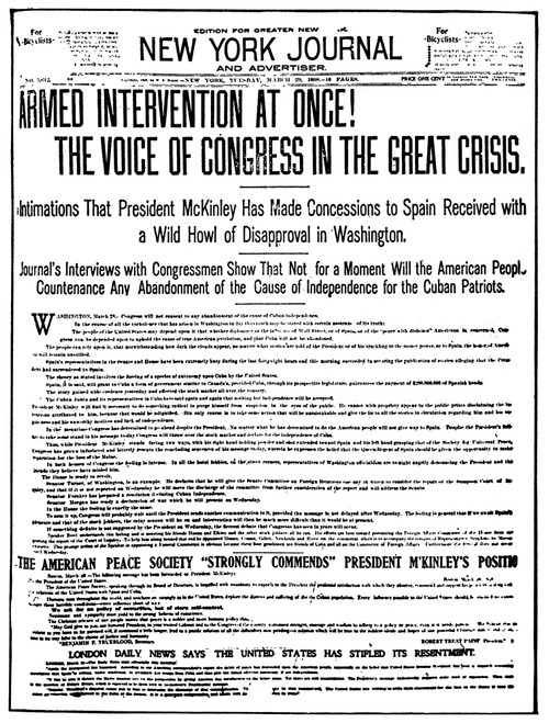 The Spanish-American War. /Nthe Front Page Of William Randolph Hearst'S New York Journal For March 29, 1898. Poster Print by Granger Collection - Item # VARGRC0018359