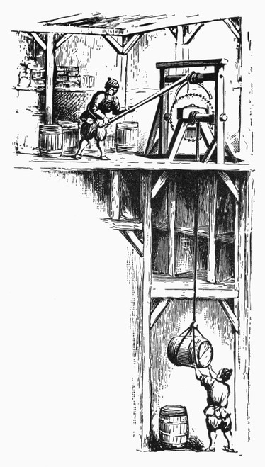 Colonial Hoist. /Nwoodcut, 18Th Century. Poster Print by Granger Collection - Item # VARGRC0093275