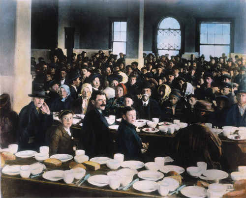 Immigrants: Ellis Island. /Nin The Dining Hall: Oil Over A Photograph, C1900. Poster Print by Granger Collection - Item # VARGRC0061014