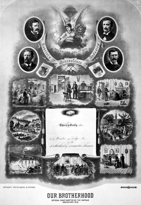 Labor Certificate, 1879. /Na Certificate Of Membership In The Brotherhood Of Locomotive Firemen. Lithograph, 1879. Poster Print by Granger Collection - Item # VARGRC0078729