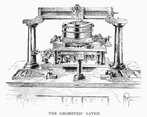 Geometric Lathe, 1890. /Nlathe Used For Etching Patterns On The Plates Used In Printing Bank Notes At The Bureau Of Engraving And Printing In Washington D.C. /Nwood Engraving, American, 1890. Poster Print by Granger Collection - Item # VARGRC0091490