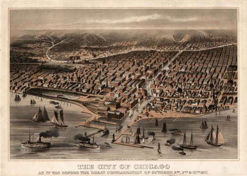 Map: Chicago, 1872. /N'The City Of Chicago As It Was Before The Great Conflagration Of October 8Th, 9Th, & 10Th, 1871.' Lithograph By William Flint, C1872. Poster Print by Granger Collection - Item # VARGRC0180653