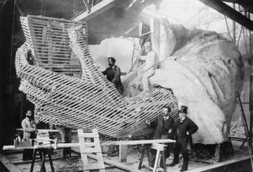 Statue Of Liberty, 1883. /Nthe Statue Of Liberty Under Construction In Paris, C1883. Its Sculptor, Frederic Bartholdi, Stands Second From Right. Poster Print by Granger Collection - Item # VARGRC0016454