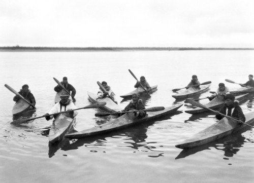 Alaska: Kayakers, C1929. /Na Group Of Eskimos In Their Kayaks, Noatak, Alaska. Photographed By Edward S. Curtis, C1929. Poster Print by Granger Collection - Item # VARGRC0121969