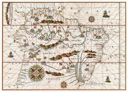 Map: America, 1582. /Nmap Of South America By Juan Martinez, 1582. Poster Print by Granger Collection - Item # VARGRC0370171
