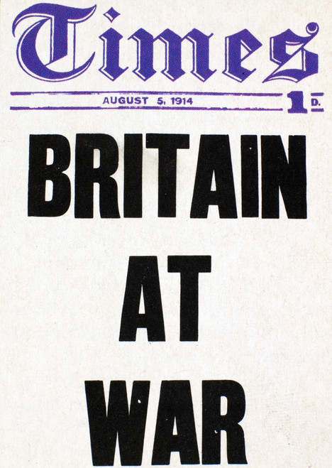 World War I Headline, 1914. /Nfront Page Of 'The Times,' London, England, 5 August 1914, With Headline Announcing Britain'S Entry Into World War I. Poster Print by Granger Collection - Item # VARGRC0085583