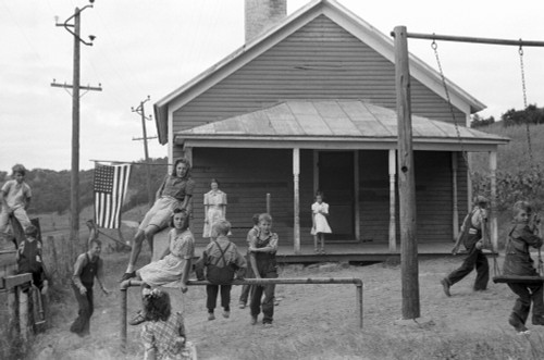 Rural Schoolyard, 1939. /Nchildren Playing In The Schoolyard Of A Rural One-Room Schoolhouse In Wisconsin. Photograph By John Vachon In September 1939. Poster Print by Granger Collection - Item # VARGRC0119162