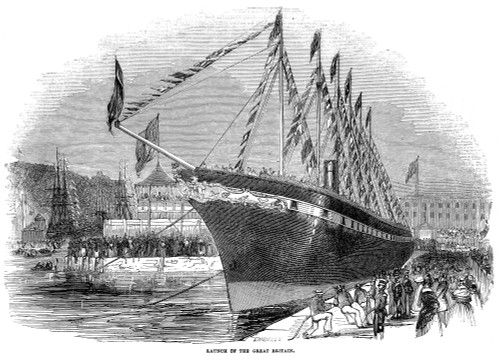 Merchant Steamship, 1843. /Nthe Launching Of The Steamship 'Hms Great Britain' At Bristol, England, 19 July 1843. Contemporary Wood Engraving. Poster Print by Granger Collection - Item # VARGRC0040463