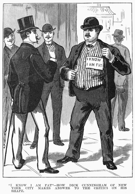Obese Man, 1883. /Nan Obese Man Answers His Critics On A New York City Street. Wood Engraving, American, 1883. Poster Print by Granger Collection - Item # VARGRC0097632
