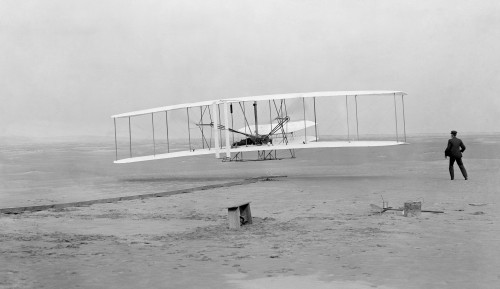 Wright Brothers, 1903. /Nfirst Heavier-Than-Air Flight Of The Wright Brothers At Kitty Hawk, North Carolina. Photograph, 17 December 1903. Poster Print by Granger Collection - Item # VARGRC0001274 Wright Brothers, 1903. /Nfirst Heavier-Than-Air Flight Of The Wright Brothers At Kitty Hawk, North Carolina. Photograph, 17 December 1903. Poster Print by Granger Collection - Item # VARGRC0001274