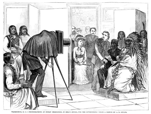 Photographer & Native Americans. /Nwood Engraving, American, 1881. Poster Print by Granger Collection - Item # VARGRC0030310
