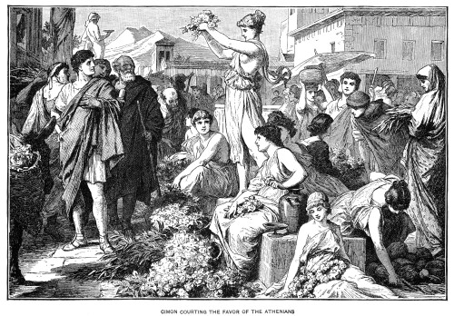 Cimon In Athens. /N'Cimon Courting The Favor Of The Athenians.' Wood Engraving, American, 19Th Century. Poster Print by Granger Collection - Item # VARGRC0078627