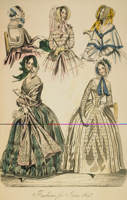 Godey'S Lady'S Book, 1842. /Namerican Colored Fashion Print, June 1842, From "Godey'S Lady Book". Poster Print by Granger Collection - Item # VARGRC0008661