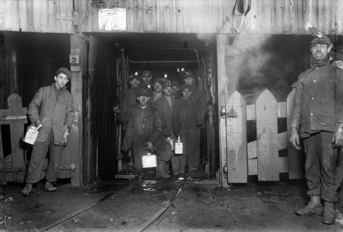 Hine: Coal Miners, 1911. /Na Group Of Coal Miners At The End Of The Work Day, Waiting For The Cage To Go Up, South Pittston, Pennsylvania. Photograph By Lewis Hine, January 1911. Poster Print by Granger Collection - Item # VARGRC0108107