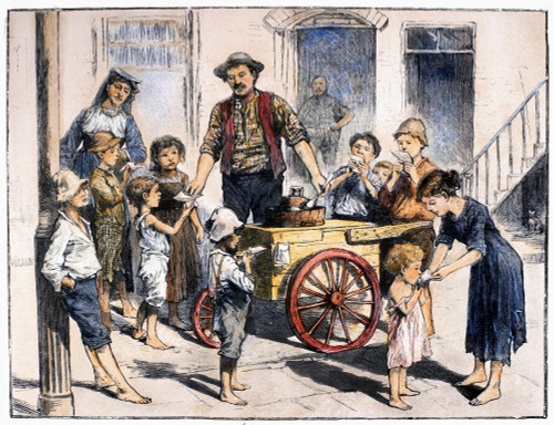 New York: Ice Cream, 1885. /Nan Ice Cream Vendor Serving Poor Children In The Five Points District Of New York City. Wood Engraving, American, 1885. Poster Print by Granger Collection - Item # VARGRC0102452 New York: Ice Cream, 1885. /Nan Ice Cream Vendor Serving Poor Children In The Five Points District Of New York City. Wood Engraving, American, 1885. Poster Print by Granger Collection - Item # VARGRC0102452