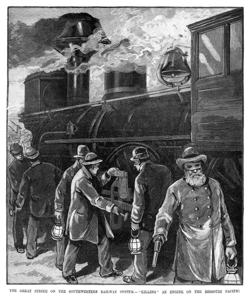 Railroad Strike, 1886. /Nstriking Workers 'Kill' A Locomotive Engine On The Missouri Pacific Line During The Great Southwest Railroad Strike Of March 1886. Contemporary American Engraving. Poster Print by Granger Collection - Item # VARGRC0265254