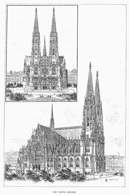 Vienna: Votive Church. /Nthe Votive Church At Vienna, Austria. Line Engraving, 1889. Poster Print by Granger Collection - Item # VARGRC0094392