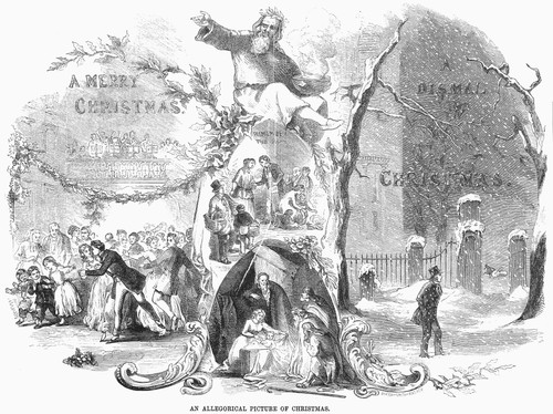 Christmas Allegory, 1852. /N'An Allegorical Picture Of Christmas.' Wood Engraving, American, 1852. Poster Print by Granger Collection - Item # VARGRC0095643