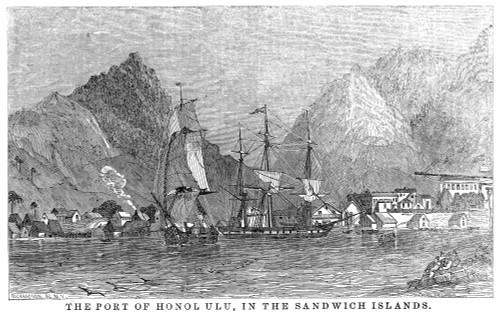 Port Of Honolulu, 1849. /Nwood Engraving. Poster Print by Granger Collection - Item # VARGRC0064454 Port Of Honolulu, 1849. /Nwood Engraving. Poster Print by Granger Collection - Item # VARGRC0064454