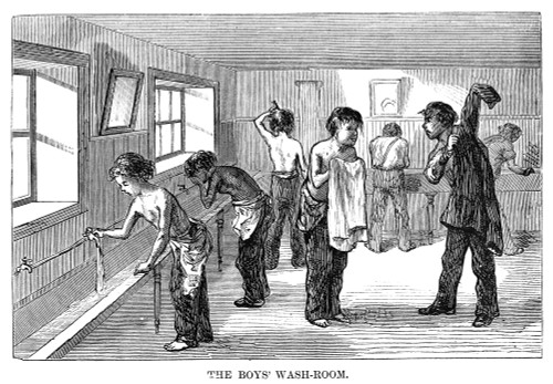 Nyc: Italian School, 1875. /Nthe Boys Washroom In The Italian School On Leonard Street In New York City. Engraving, 1875. Poster Print by Granger Collection - Item # VARGRC0265348