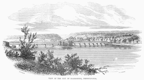 Harrisburg, 1854. /Nview Of Harrisburg, Pennsylvania. Wood Engraving, 1854. Poster Print by Granger Collection - Item # VARGRC0092078