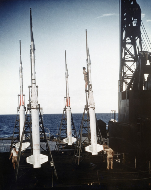 U.S. Navy: Rockets, 1958. /Nnike-Asp Rockets On The Deck Of The Uss Point Defiance In Preparation For Launch. Photograph, 1958. Poster Print by Granger Collection - Item # VARGRC0176083