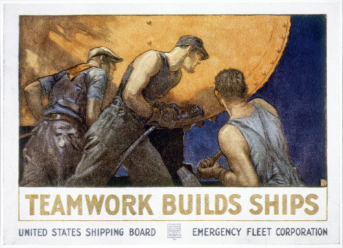 World War I: U.S. Poster. /N'Teamwork Builds Ships.' American World War I United States Shipping Board Poster. Poster Print by Granger Collection - Item # VARGRC0022428
