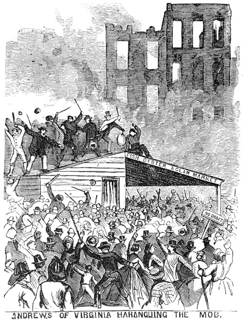 New York: Draft Riots, 1863. /Nandrews Of Virginia Haranguing The Mob During The New York City Draft Riots Of 13-16 July 1863. Contemporary American Wood Engraving. Poster Print by Granger Collection - Item # VARGRC0075675