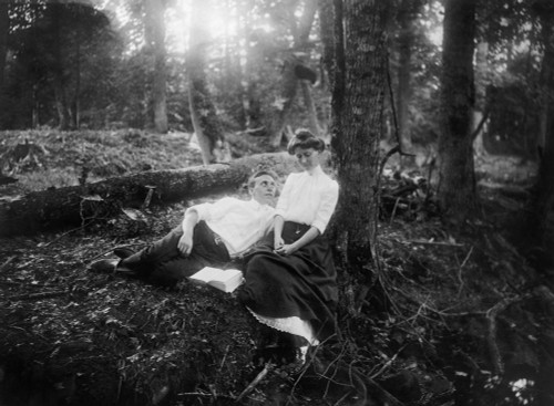 Lovers, C1900. /Ncourting In The Woods. Posed Photograph, American, C1900. Poster Print by Granger Collection - Item # VARGRC0131569
