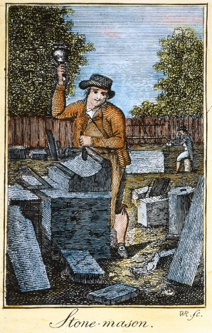 Colonial Stonemason./Na Colonial American Stonemason. Line Engraving, Late 18Th Century. Poster Print by Granger Collection - Item # VARGRC0029924