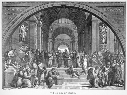 The School Of Athens. /Nplato And Aristotle At Center. Line Engraving After The Fresco, 1509-1510, By Raphael. Poster Print by Granger Collection - Item # VARGRC0070988