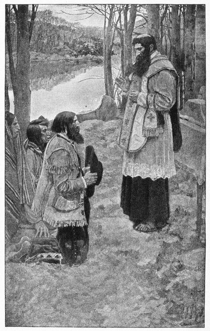 Louis Hennepin (1640-1701). /Nfrench Missionary And Explorer In America. Father Hennepin Celebrating Mass In The Wilderness, C1680. Illustration, 1897, After Howard Pyle. Poster Print by Granger Collection - Item # VARGRC0104746