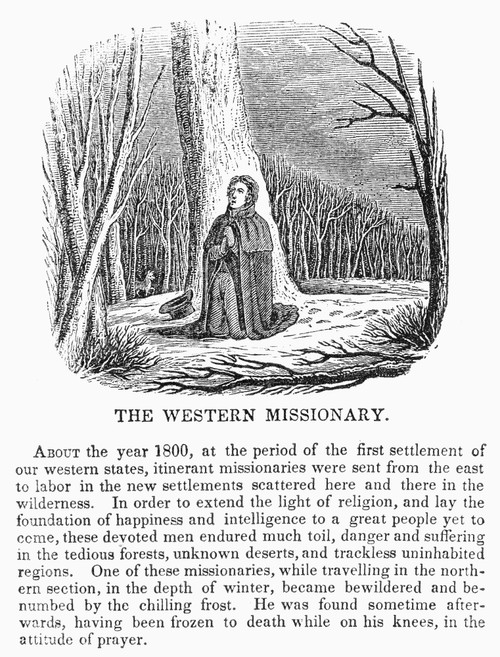 Western Missionary. /Nan Early 19Th Century American Missionary Freezing To Death In The Wilderness. Wood Engraving, American, C1845. Poster Print by Granger Collection - Item # VARGRC0098648 Western Missionary. /Nan Early 19Th Century American Missionary Freezing To Death In The Wilderness. Wood Engraving, American, C1845. Poster Print by Granger Collection - Item # VARGRC0098648