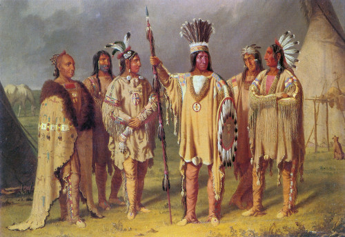 Blackfoot Chiefs, C1848. /Nthe Blackfoot Chief Big Snake (Center) With Five Subordinate Chiefs On The Canadian Prairies, C1848. Oil On Canvas, 1851-56, By Paul Kane. Poster Print by Granger Collection - Item # VARGRC0095690