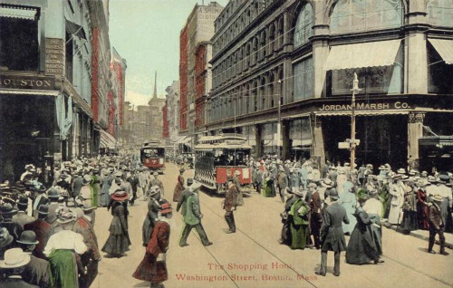 Boston: Washington Street. /N'The Shopping Hour, Washington Street, Boston, Mass.' Postcard, C1910. Poster Print by Granger Collection - Item # VARGRC0176479