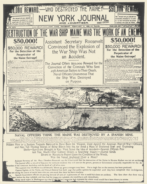 Spanish-American War, 1898. /Nthe Front Page Of William Randolph Hearst'S New York 'Journal' For February 17, 1898. Poster Print by Granger Collection - Item # VARGRC0004383