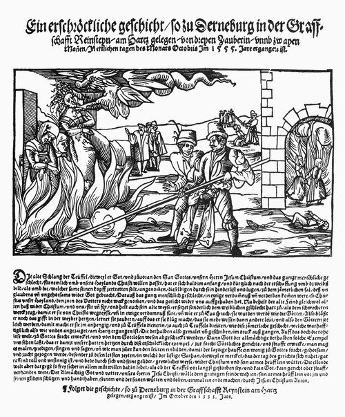 Burning Of Witches, 1555. /Na Broadside Newsletter About The Public Burning Of Three Witches At Derneburg, Germany, In October 1555. Poster Print by Granger Collection - Item # VARGRC0013155 Burning Of Witches, 1555. /Na Broadside Newsletter About The Public Burning Of Three Witches At Derneburg, Germany, In October 1555. Poster Print by Granger Collection - Item # VARGRC0013155